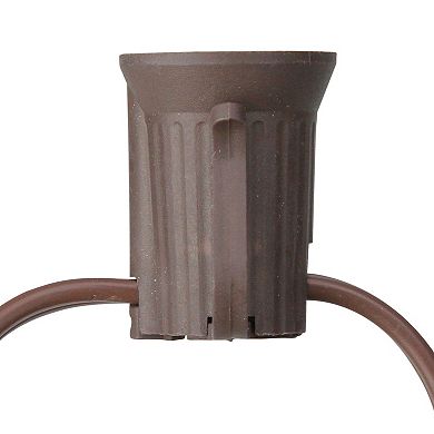 25' Commercial C9 Christmas Light Socket Set - 12" Spacing 18 Gauge Brown Wire