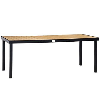 Aluminum Outdoor Patio Dining Table For 8 For Garden Lawn Backyard, Natural