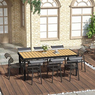 Outsunny Outdoor Dining Table, Seats 8 People for Patio, Lawn