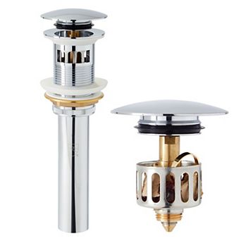 Universal Pop Up Bathroom Vessel Sink Drain Stopper With Overflow and Detachable Basket (Polished Chrome, 2.6 x 8.5 In)
