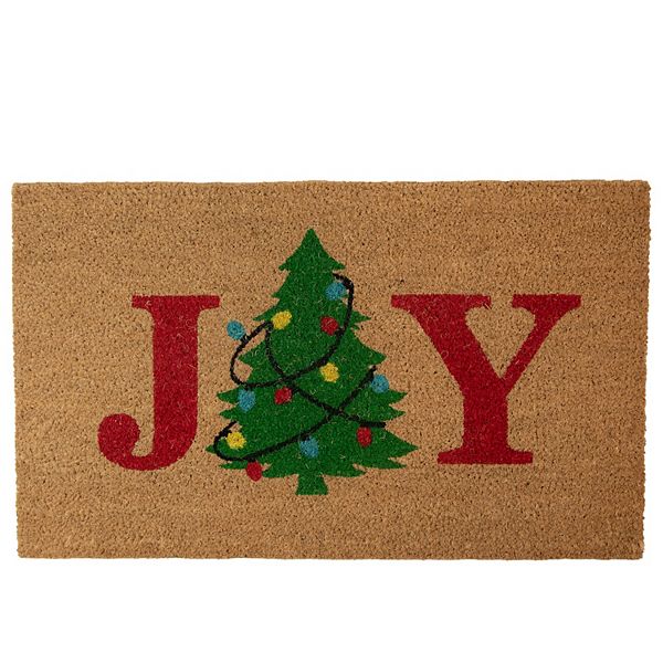 Natural Coir "Joy" Christmas Tree Doormat 18" x 30"