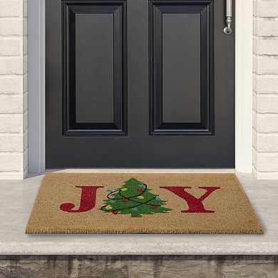 Natural Coir "Joy" Christmas Tree Doormat 18" x 30"