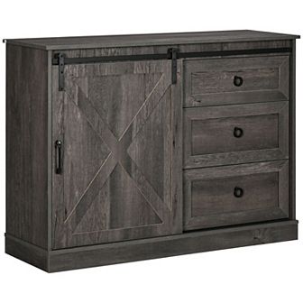 Homcom Farmhouse Coffee Bar Cabinet, Kitchen Sideboard, Buffet Cabinet