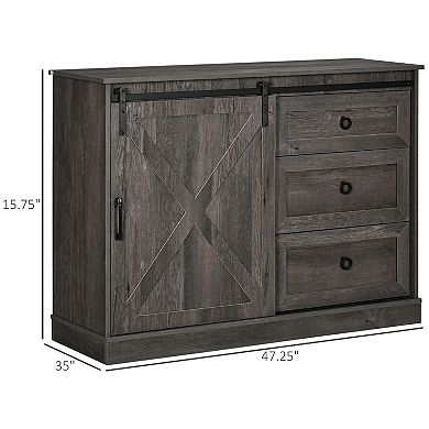 Homcom Farmhouse Coffee Bar Cabinet, Kitchen Sideboard, Buffet Cabinet