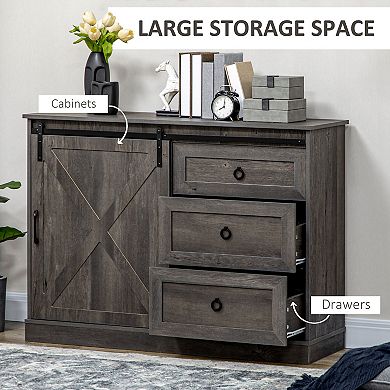 Homcom Farmhouse Coffee Bar Cabinet, Kitchen Sideboard, Buffet Cabinet