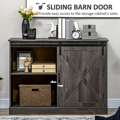Homcom Farmhouse Coffee Bar Cabinet, Kitchen Sideboard, Buffet Cabinet