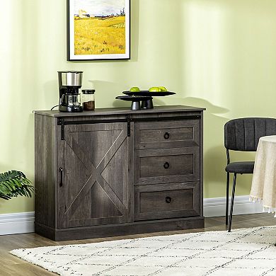 Homcom Farmhouse Coffee Bar Cabinet, Kitchen Sideboard, Buffet Cabinet