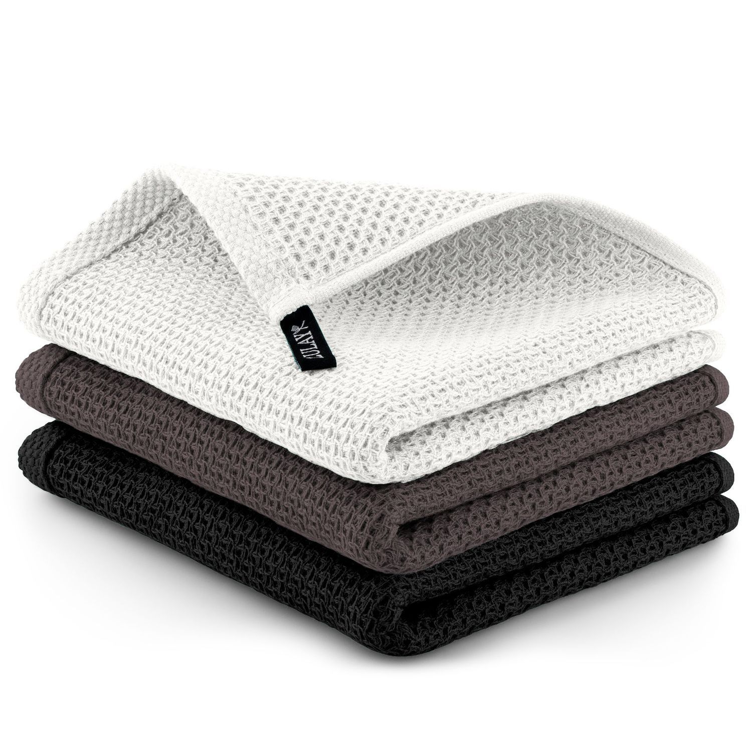 Zulay Kitchen Waffle Weave Kitchen Towels   6464284 Ash Black