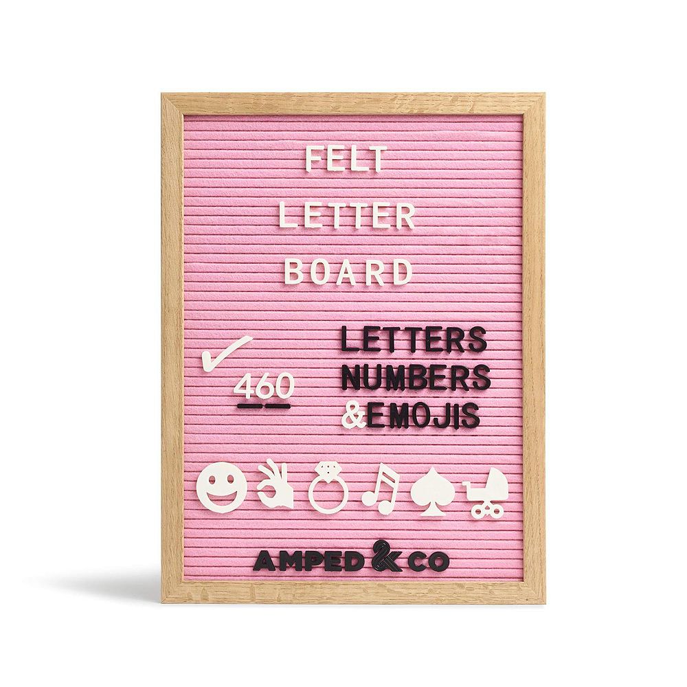 Oak Wood Frame Felt Letter Board With 460 Precut Letters And Oversized ...