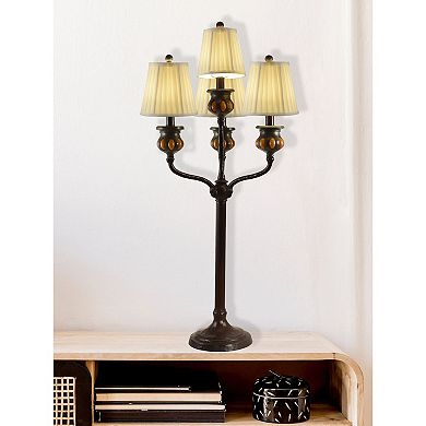 39" Brown and White Bedalo 4-Light Antique Bronze Buffet Lamp