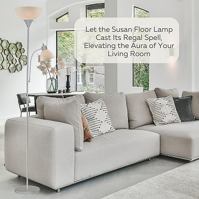 Susan Grey Floor Lamp With White Cone Shade