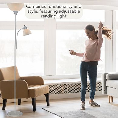 Susan Grey Floor Lamp With White Cone Shade