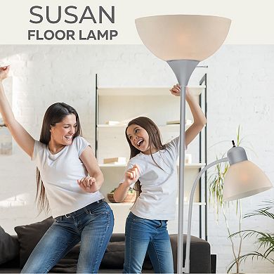 Susan Grey Floor Lamp With White Cone Shade