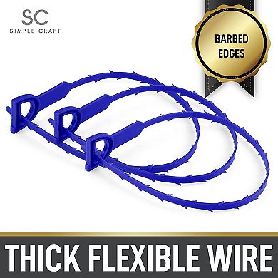 Zulay Kitchen 20-Inch Plumbing Snake Drain Clog Remover - 3 Pack