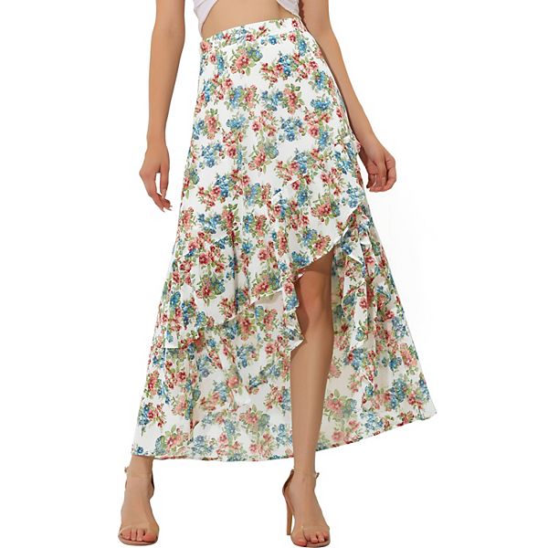 Free Rein Floral Chiffon Ruffle Mini Skirt