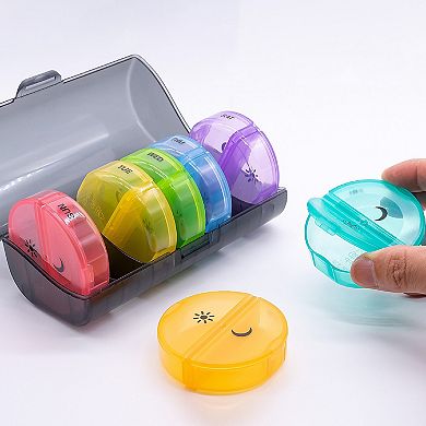 Sukuos 7-Day 2x Pill Organizer, Large Daily Pill Cases for Pills/Vitamins/Fish Oil/Supplements