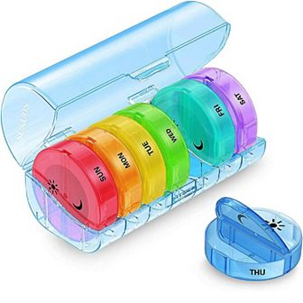 Sukuos 7-Day 2x Pill Organizer, Large Daily Pill Cases for Pills/Vitamins/Fish Oil/Supplements