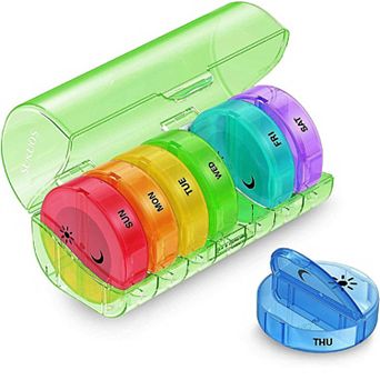 Sukuos 7-Day 2x Pill Organizer, Large Daily Pill Cases for Pills/Vitamins/Fish Oil/Supplements