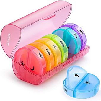 Sukuos 7-Day 2x Pill Organizer, Large Daily Pill Cases for Pills/Vitamins/Fish Oil/Supplements
