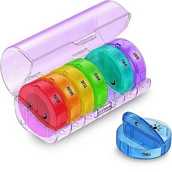 Sukuos 7-Day 2x Pill Organizer, Large Daily Pill Cases for Pills/Vitamins/Fish Oil/Supplements
