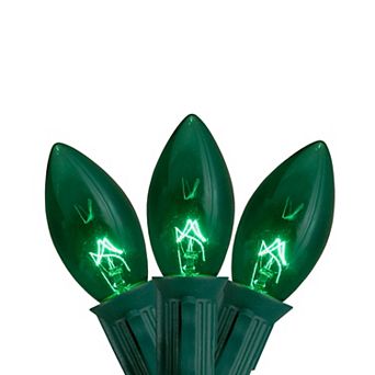 25-Count Green Transparent C9 Christmas Light Set 25ft Green Wire