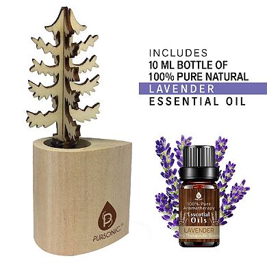Pursonic 3D Wooden Standard Tree Reed Diffuser with Lavender Essential Oil