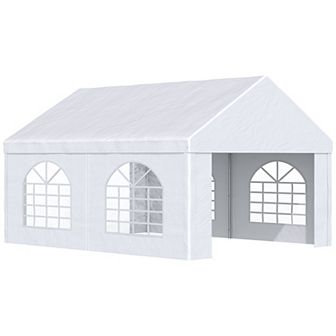 Outsunny 16ft x 13ft Party Tent Carport with Sidewalls and Double Doors