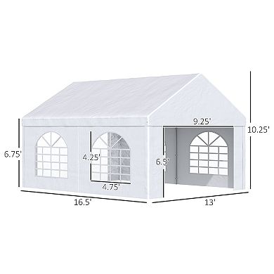 Outsunny 16ft x 13ft Party Tent Carport with Sidewalls and Double Doors