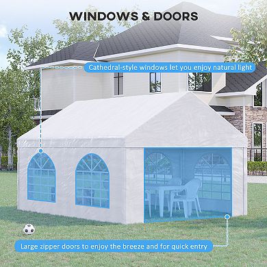 Outsunny 16ft x 13ft Party Tent Carport with Sidewalls and Double Doors