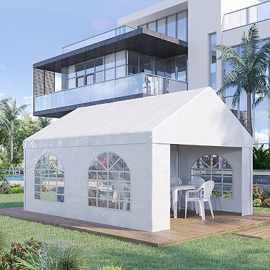 Outsunny 16ft x 13ft Party Tent Carport with Sidewalls and Double Doors