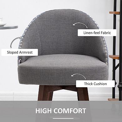 Fabric Bar Stools Set Of 2 Stools For Kitchen Counter With Nailhead Trim, Grey