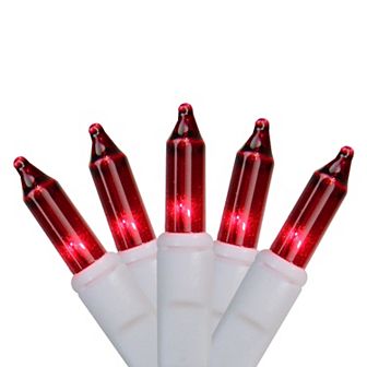 100-Count Red Mini Christmas Light Set 49.6ft White Wire