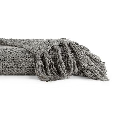 Urban Loft's Slub-Yarn Basketweave Texture Throw Blanket with Fringed Edges