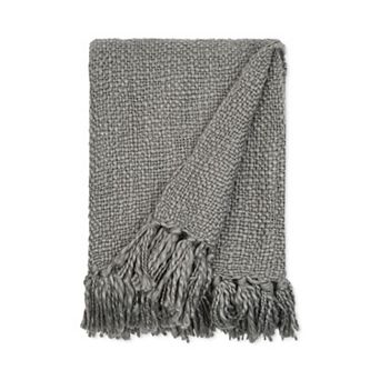 Urban Loft's Slub-Yarn Basketweave Texture Throw Blanket with Fringed Edges