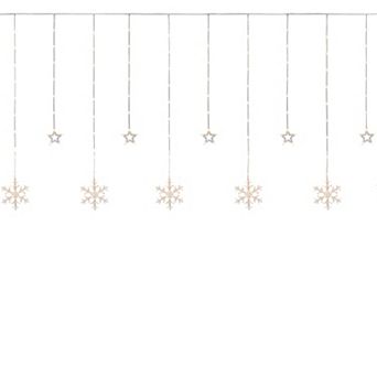250 Clear LED Star and Snowflake Window Curtain Christmas Lights - 15.75ft Clear Wire