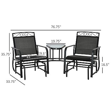 Patio Glider Rocking Chair Bench Loveseat 2 Person Rocker Deck Outdoor Furniture
