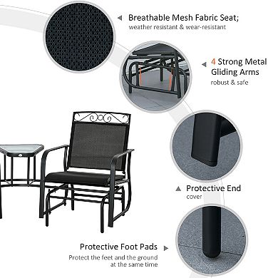 Patio Glider Rocking Chair Bench Loveseat 2 Person Rocker Deck Outdoor Furniture