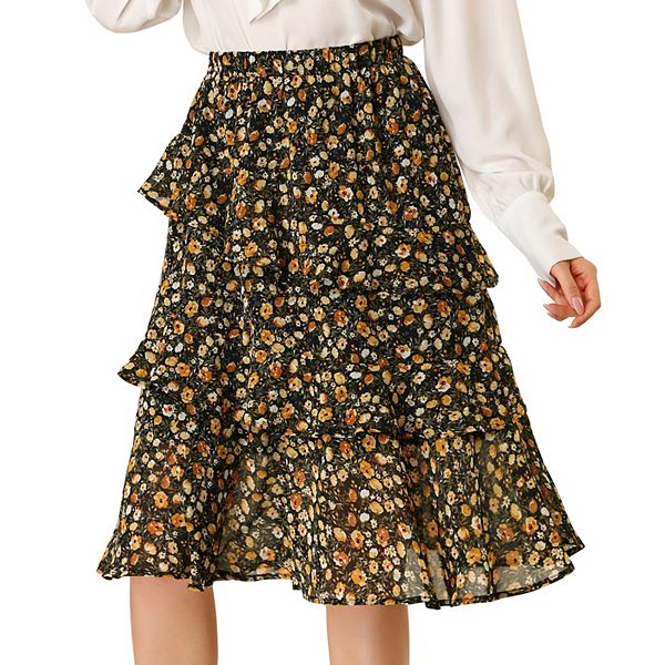 ADORA Ruffled Elastic Waist Midi Skirt