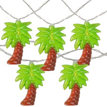 10 Warm Clear LED Battery Operated Palm Tree Summer String Lights - 4.5 ft Clear Wire