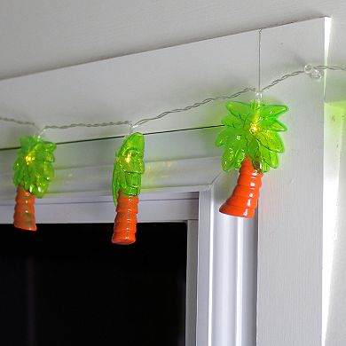 10 Warm Clear LED Battery Operated Palm Tree Summer String Lights - 4.5 ft Clear Wire