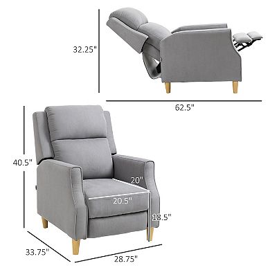 HOMCOM Manual Recliner Chair with Footrest, Thick Padded Headrest and Back, Sofa Chair for Living Room Bedroom, Grey