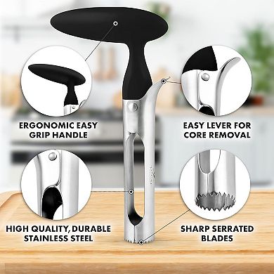 Zulay Premium Apple Corer Tool - Ultra Sharp, Stainless Steel, Serrated Blades for Easy Coring