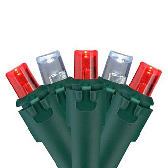 50 ct Red and White LED Wide Angle Christmas Lights 16.25ft Green Wire