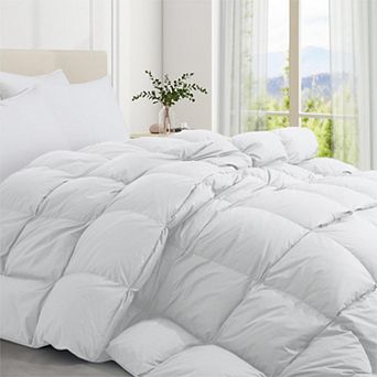Unikome Hotel Collection Feathers & Down Comforter-Ultra-Soft Cotton Quilted All Season Duvet Insert