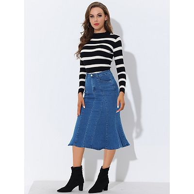 Fishtail hem denim skirt hotsell