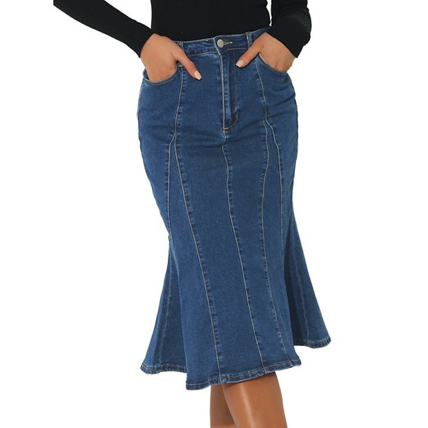 Bodycon midi denim skirt best sale