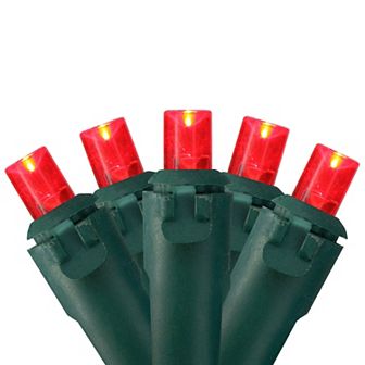 50 Red LED Wide Angle Christmas Lights - 16.25 ft Green Wire