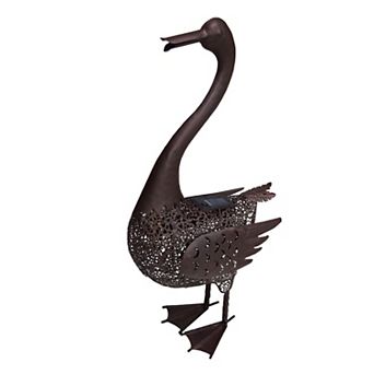 24" Brown Solar LED Lighted Duck Outdoor Garden Statue
