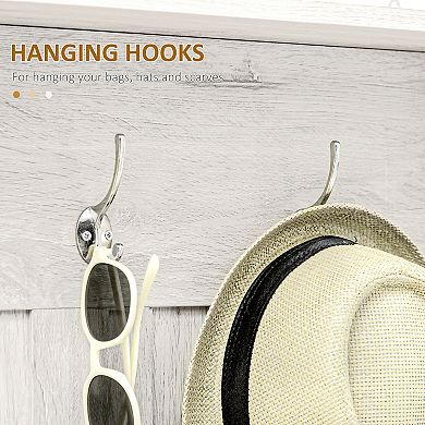 Homcom Hall Tree W/ Shoe Storage Bench Entryway Coat Rack Bench White