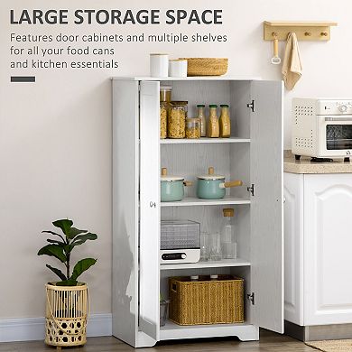 HOMCOM Kitchen Pantry, Freestanding Cupboard with Adjustable Shelves White
